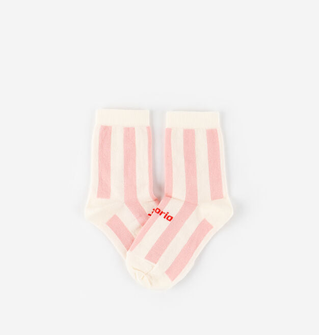 Meias Barefoot de Algodão para Criança - Riscas Rosa