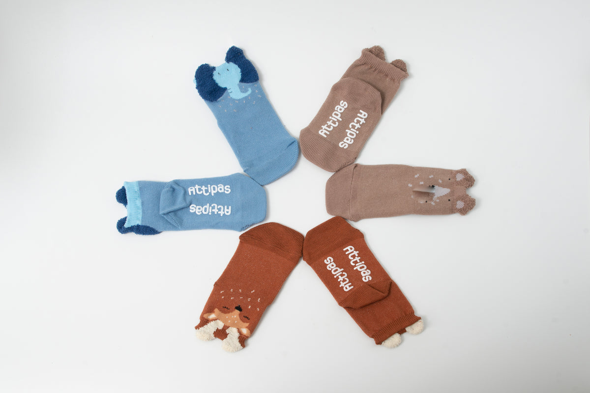 Meias Barefoot Antiderrapantes Attipas Bear + Elephant – Pack 2 und.
