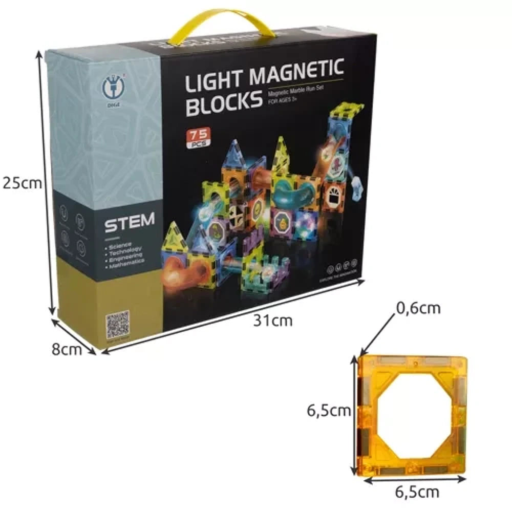 Jogo de Blocos Magnético – 77 Peças +3A