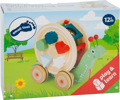 Caracol de Puxar em Madeira – Brinquedo Educativo para Bebés