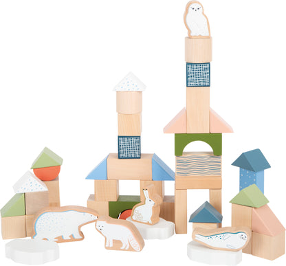 Blocos de Construção em Madeira Ártico – 50 Peças Educativas