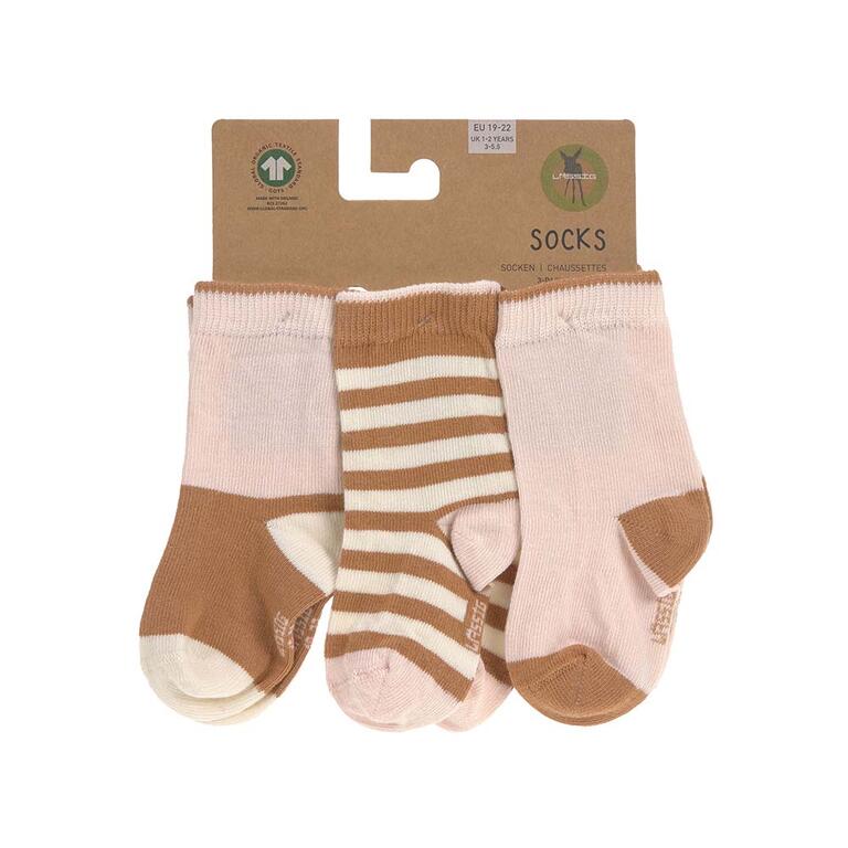 Pack 3 Meias Infantis Lässig - Creme/Rosa