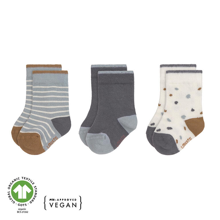 Pack 3 Meias Infantis Lässig - Azul/Creme