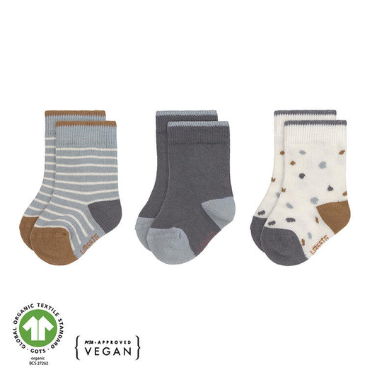 Pack 3 Meias Infantis Lässig - Azul/Creme