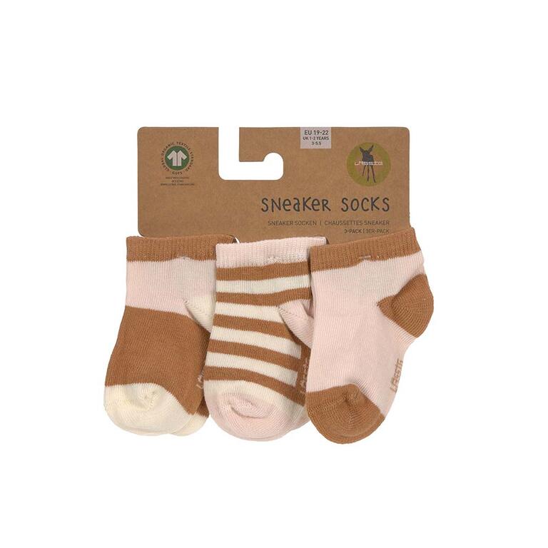 Meias Tornozelo Infantis LÄSSIG - Pack 3 - Rosa/Creme