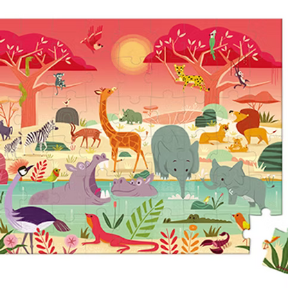 Puzzle Animais da Selva (54 Peças) + 4A