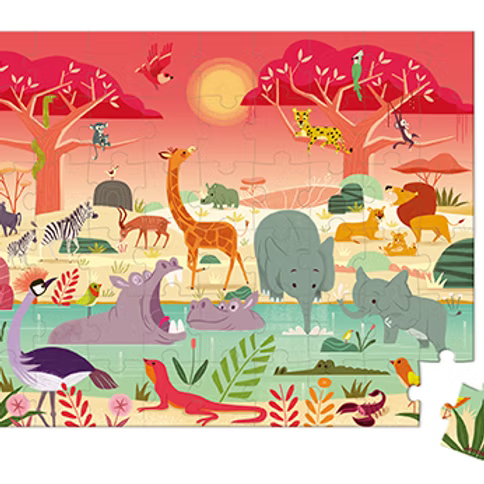 Puzzle Animais da Selva (54 Peças) + 4A