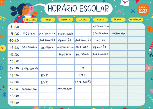 Horário Escolar Magnético - Happy Colors