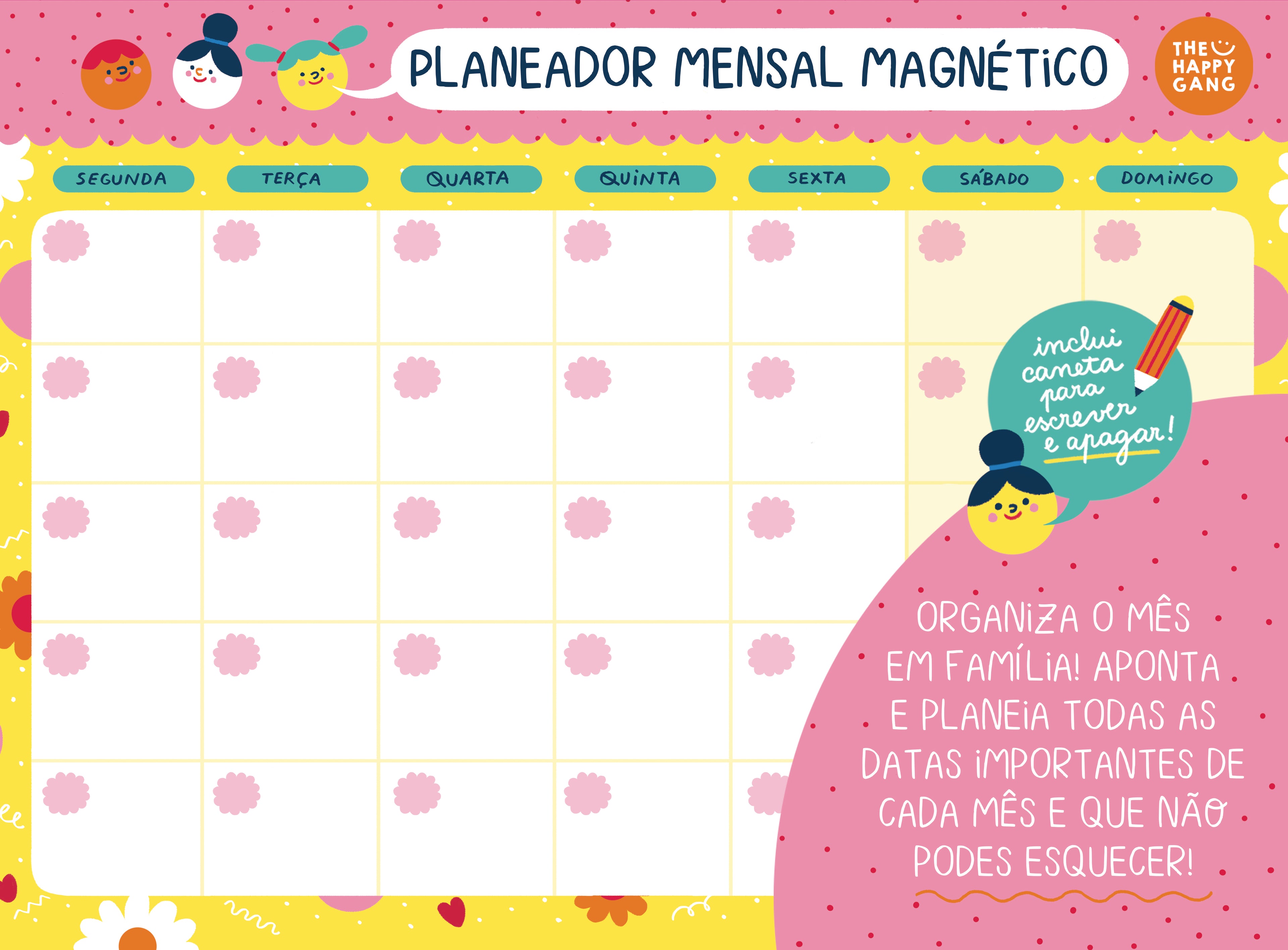 Planeador Mensal Magnético - Happy Colors