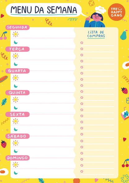 Bloco Menu Semanal - Happy Colors