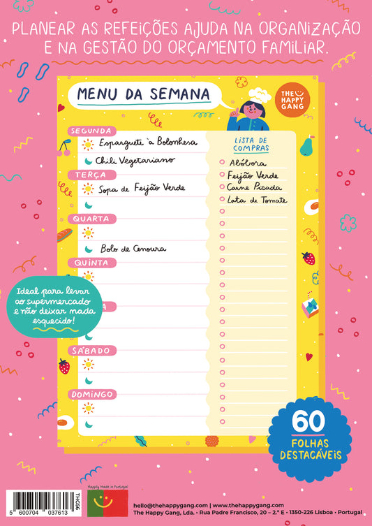 Bloco Menu Semanal - Happy Colors