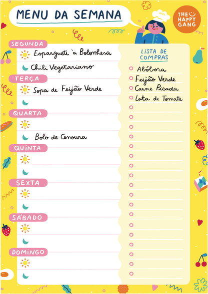 Bloco Menu Semanal - Happy Colors