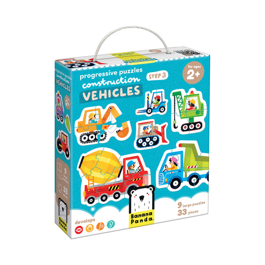 Progressive Puzzles – Veículos + 2 anos (Banana Panda)