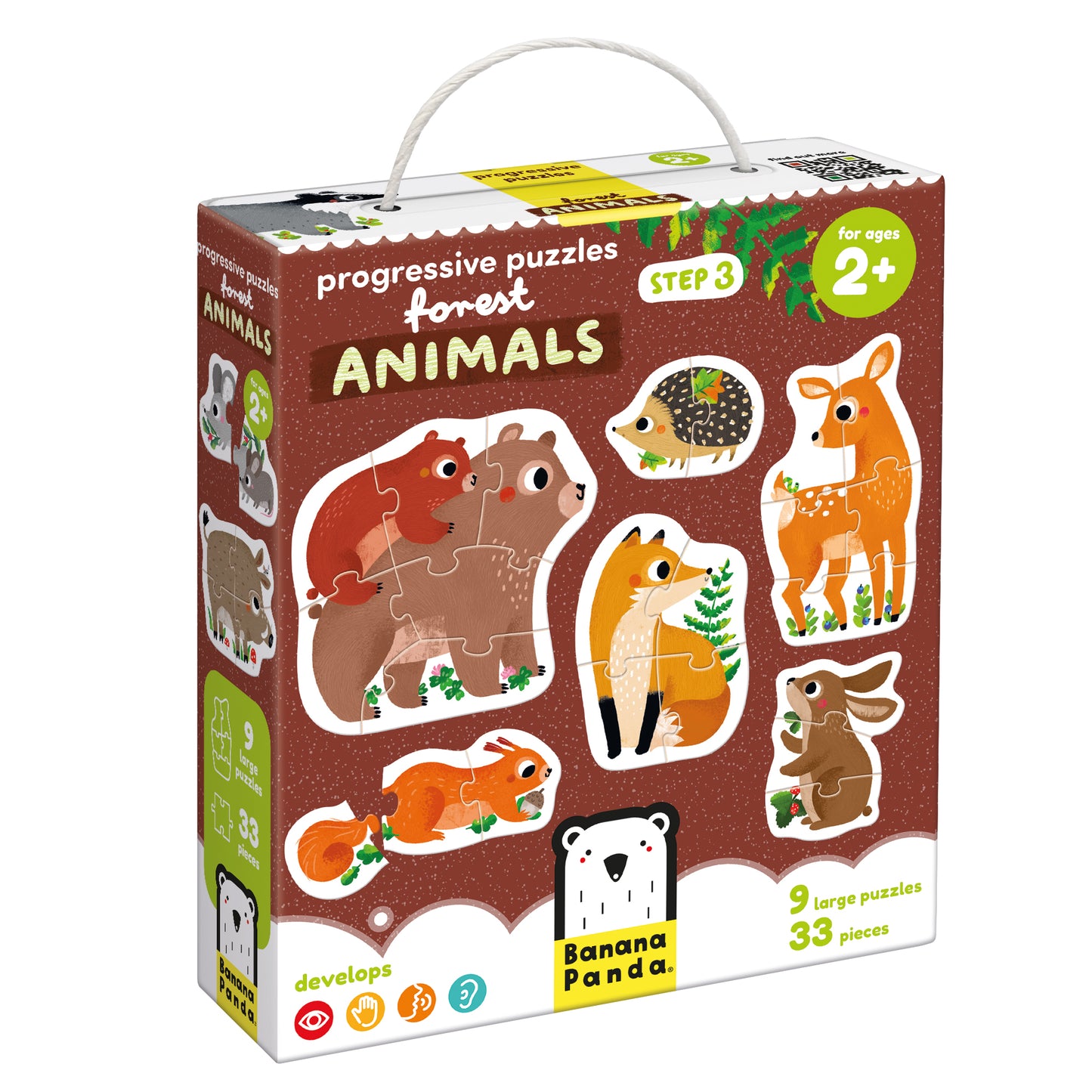Progressive Puzzles – Animais da Floresta  + 2 anos (Banana Panda)