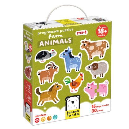 Progressive Puzzles – Animais da Quinta + 2 anos (Banana Panda)