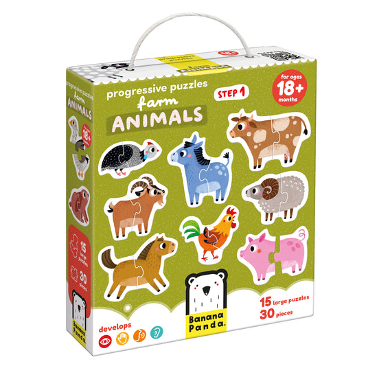 Progressive Puzzles – Animais da Quinta + 2 anos (Banana Panda)