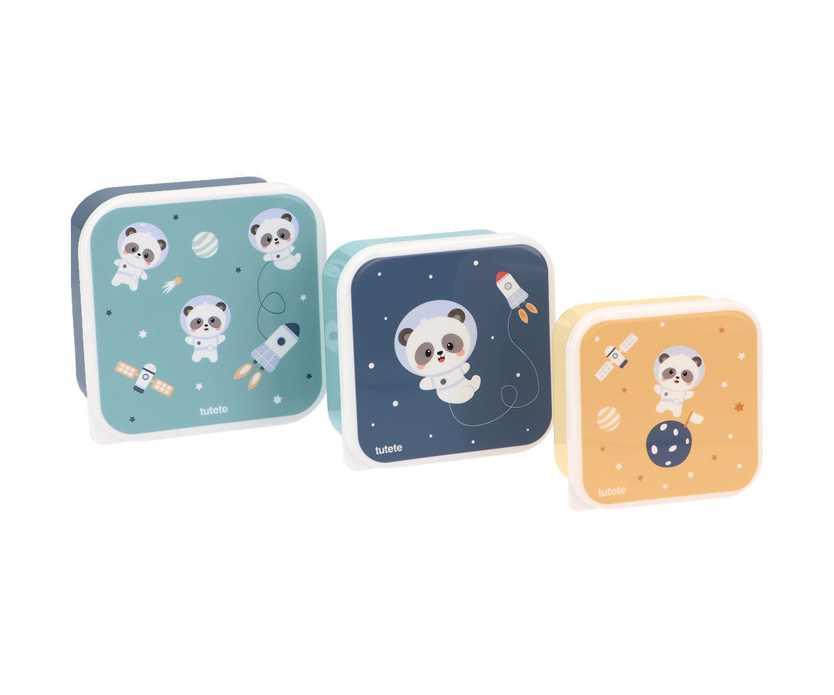 Conjunto de 3 Lancheiras Pandas in Space – Tutete