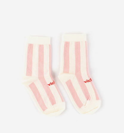 Meias Barefoot de Algodão para Criança - Riscas Rosa