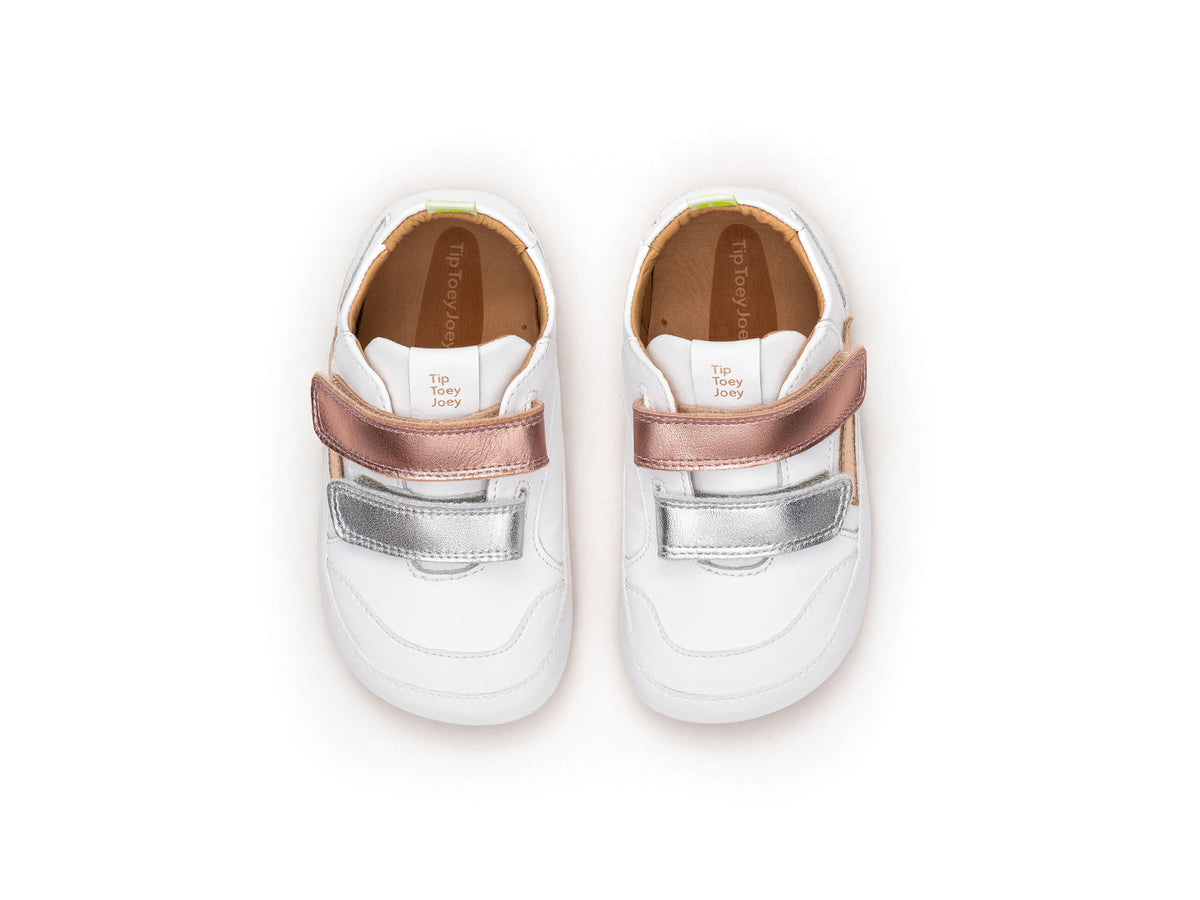 EM BREVE: Sapatilhas Barefoot Tip Toey Joey Landy - White/Rose Gold