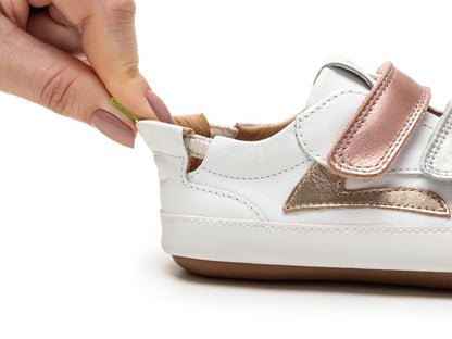 EM BREVE: Sapatilhas Barefoot Tip Toey Joey Landy - White/Rose Gold