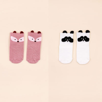 Meias Barefoot Antiderrapantes Attipas Fox + Panda – Pack 2 und.