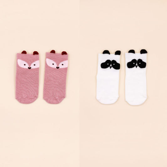 Meias Barefoot Antiderrapantes Attipas Fox + Panda – Pack 2 und.