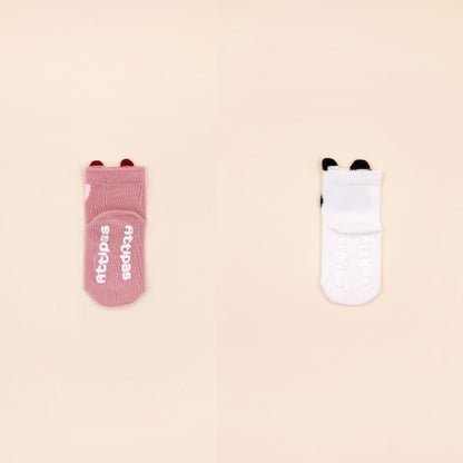 Meias Barefoot Antiderrapantes Attipas Fox + Panda – Pack 2 und.