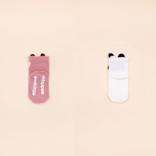 Meias Barefoot Antiderrapantes Attipas Fox + Panda – Pack 2 und.