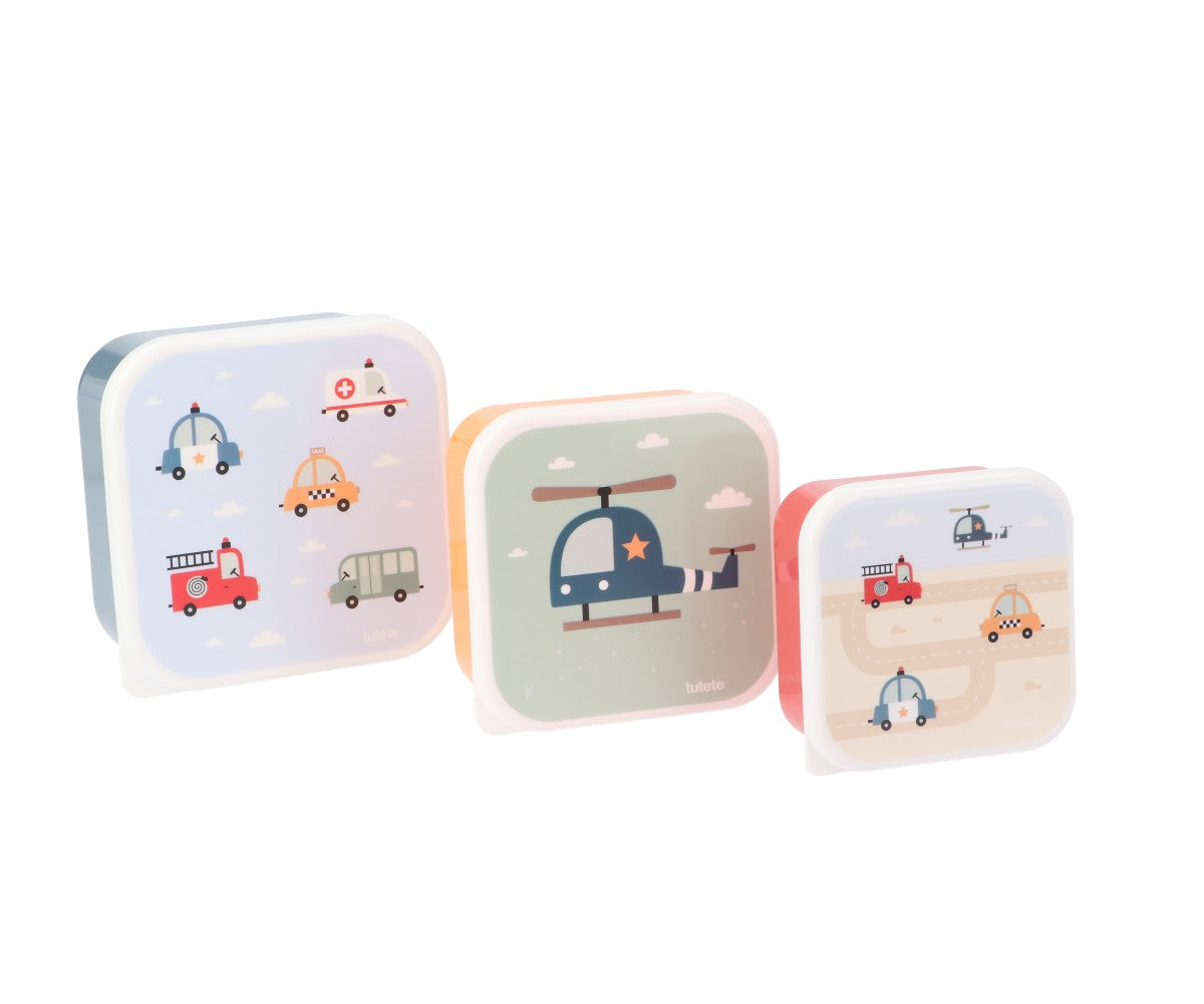 Conjunto de 3 Lancheiras City Cars para crianças