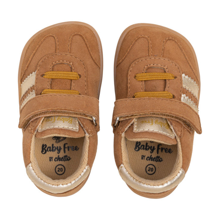 Sapatilhas Barefoot Chetto Baby Free em Pele - Camel