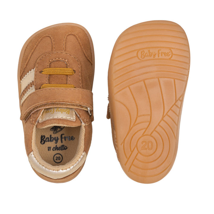 Sapatilhas Barefoot Chetto Baby Free em Pele - Camel