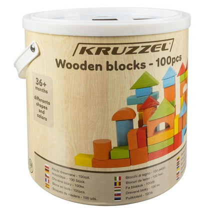 Blocos de Construção em Madeira - Kruzzel 100 Peças